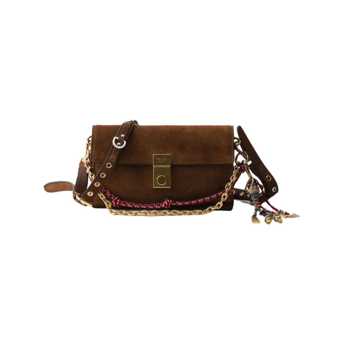 1BD379-2C4S-F05BD Prada Soft Sound Small Suede Shoulder Bag Cocoa Brown