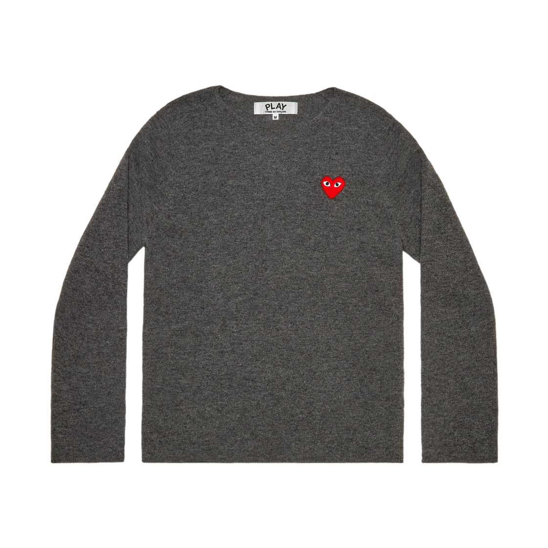 AZ-N067-051-3 (W) Play Comme des Garcons Red Heart Crew Neck Sweater Grey