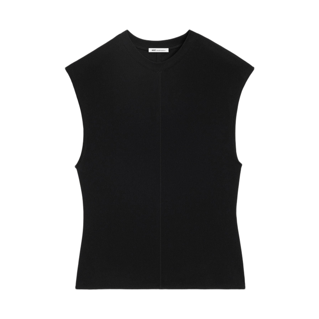 아미 블랙 저지 슬리브리스 피티드 탑 블랙(AMI Black Jersey Sleeveless Fitted Top Black) - 1