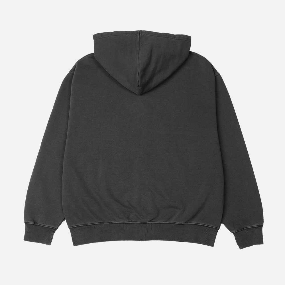 맨하탄 레코즈 피그먼트 립 카라 집업 후디 - 차콜(Manhattan Records PM Rib Collar Zip Up Hoodie - Charcoal) - 3