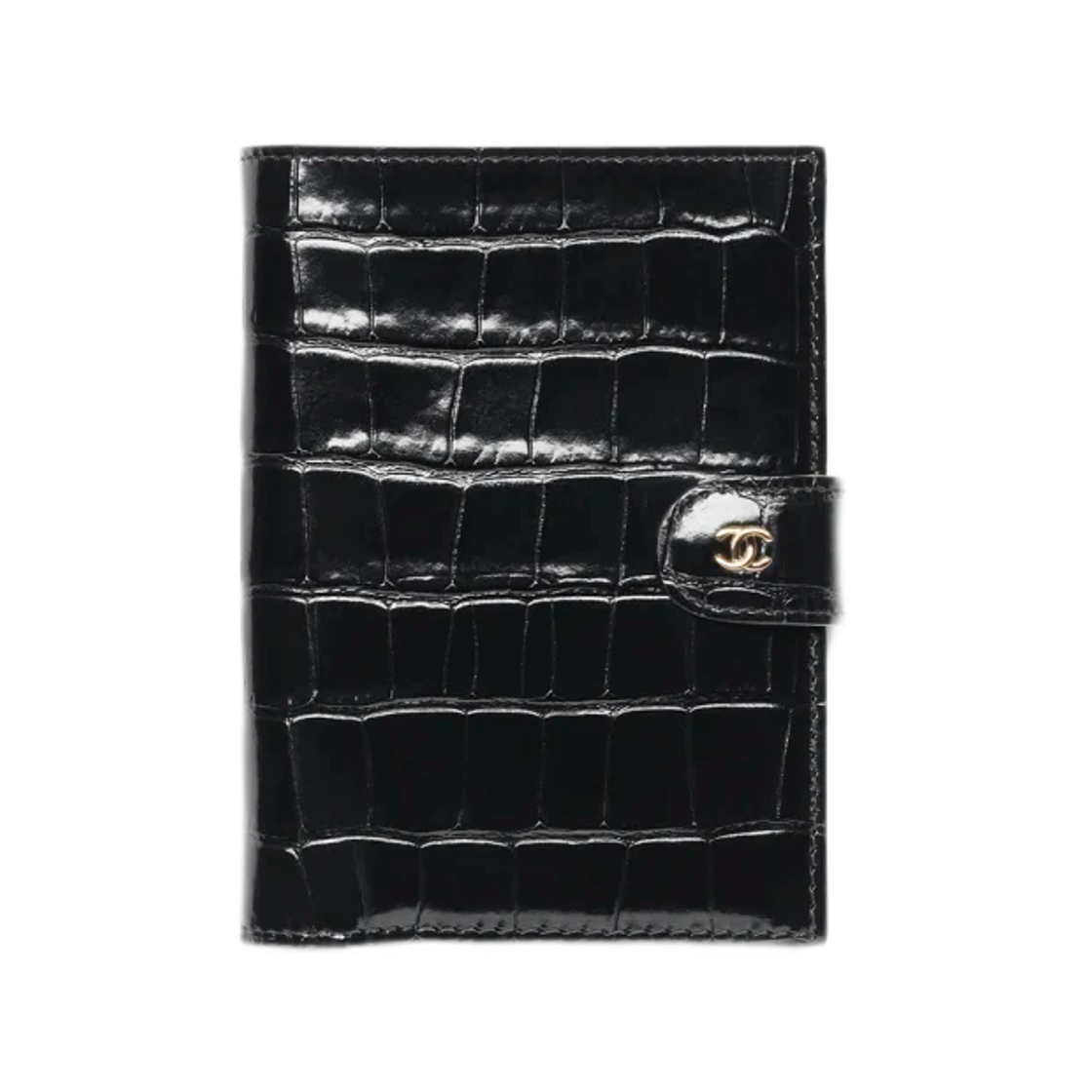 AP5193-B23786-94305 Chanel Passport Holder Crocodile Embossed Calfskin & Gold Black