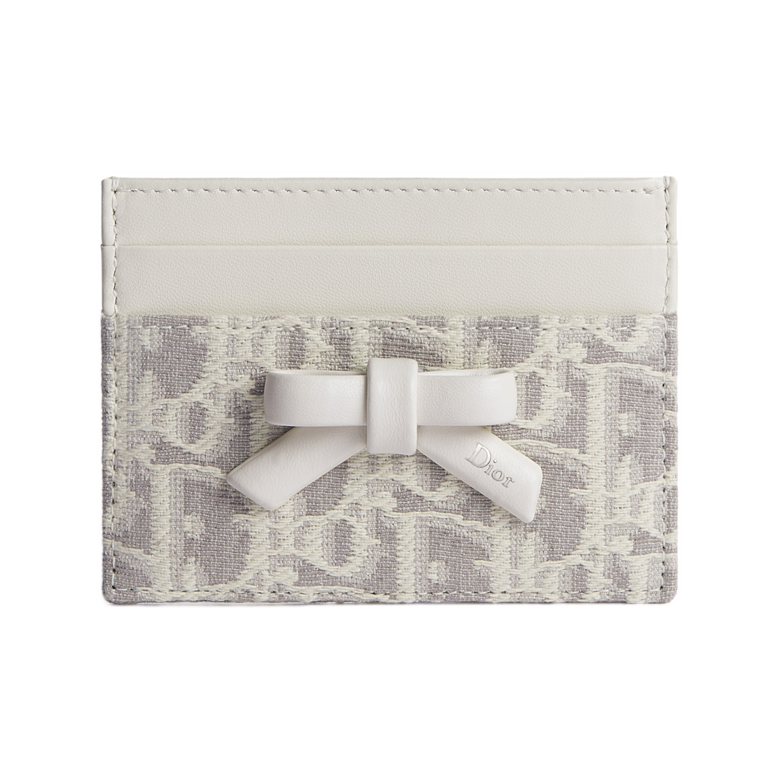 S2500PUQY-M074 Dior Oblique Freesia Bow Card Holder Dior Oblique Jacquard Latte Grey