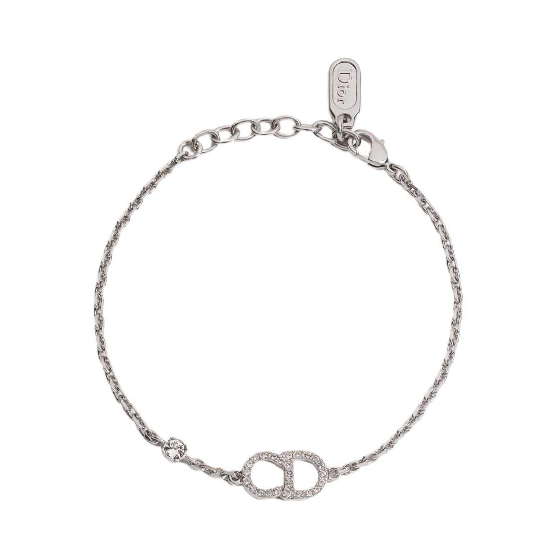 (W) 디올 CD 시그니처 브레이슬릿 메탈 & 크리스탈 실버((W) Dior CD Signature Bracelet Metal & Crystal Silver)
