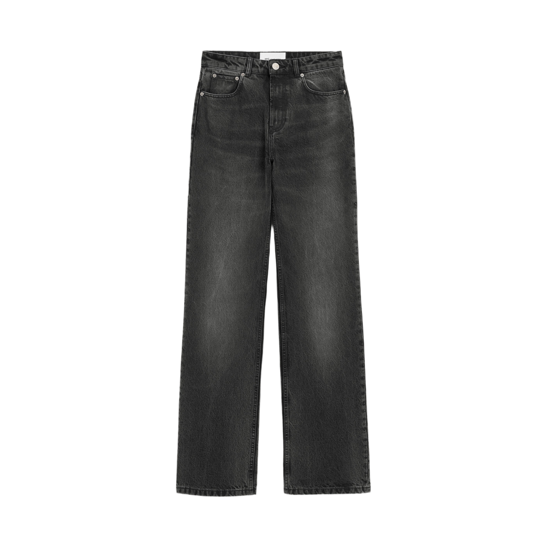 (W) 아미 블랙 코튼 라지 핏 진 유즈드 그레이((W) AMI Black Cotton Large Fit Jeans Used Grey) - 1