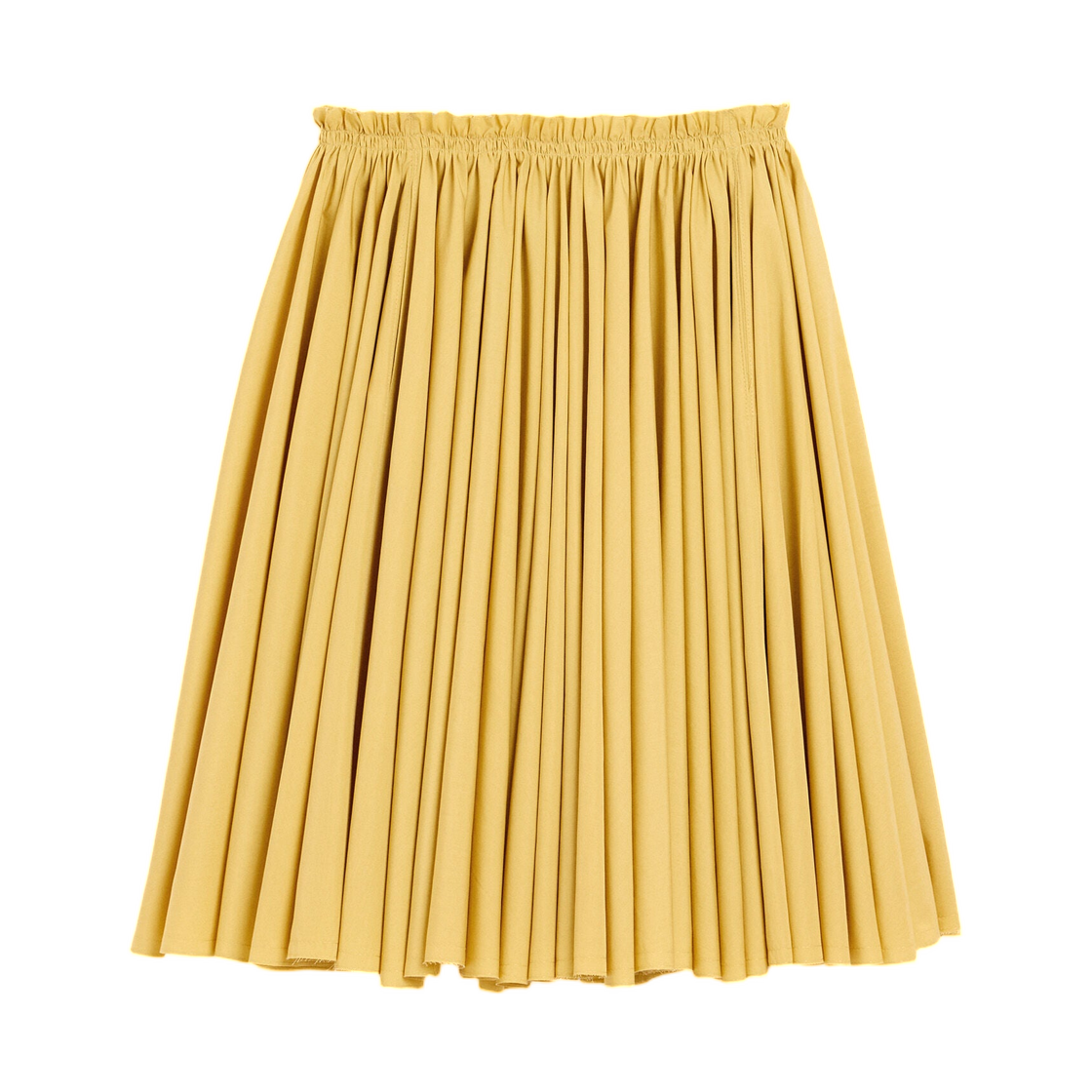 FSK444-CO0063-A020 (W) AMI Yellow Cotton Midi Corolla Skirt Yellow Pastel