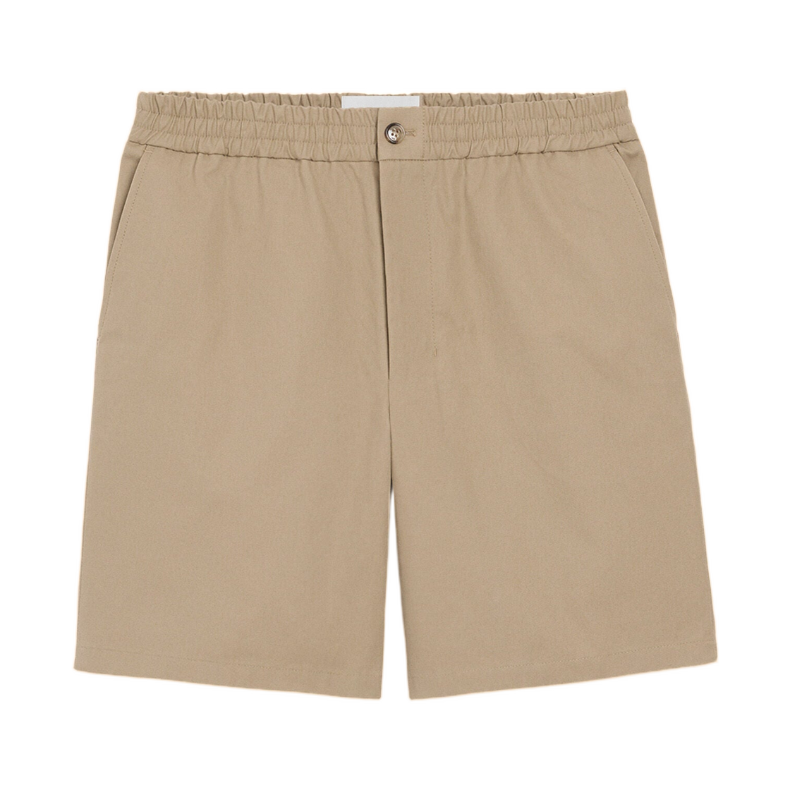 HSO835-CO0132-A036 AMI Beige Cotton Elasticated Waist Ami De Coeur Shorts Taupe Beige