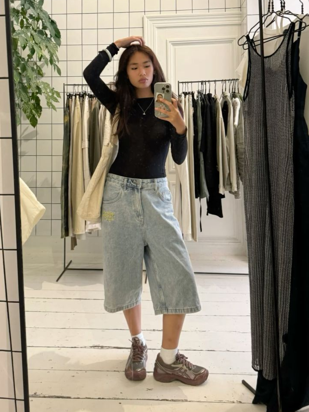 Asics UB6-S GT-2160 Mantle Green Grape, Asics Gel-NYC Cream 착용 스타일 - 2