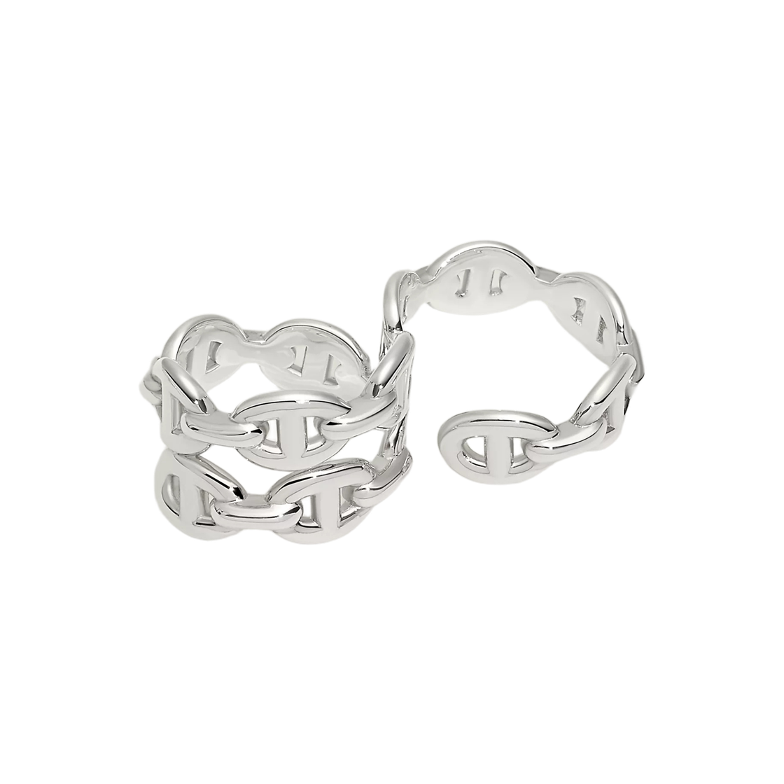 에르메스 샹달 엔체이니 더블 링 스털링 실버(Hermes Chaine D'Ancre Enchainee Double Ring Sterling Silver)