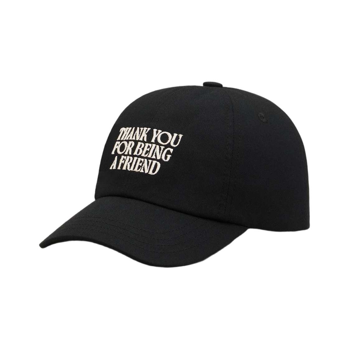 UCP283-AW0041-001 AMI Black Cotton Thank You For Being A Friend Embroidery Cap Black