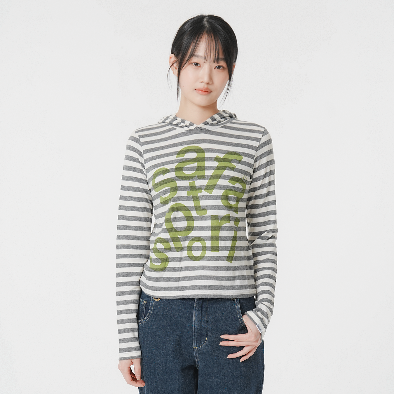 [KREAM 단독] 사파리스팟 1/2 티켓팅 스트라이프 보더 후디 그레이([KREAM 단독] Safarispot 1/2 Ticketing Stripe Border Hoodie Gray) - 2
