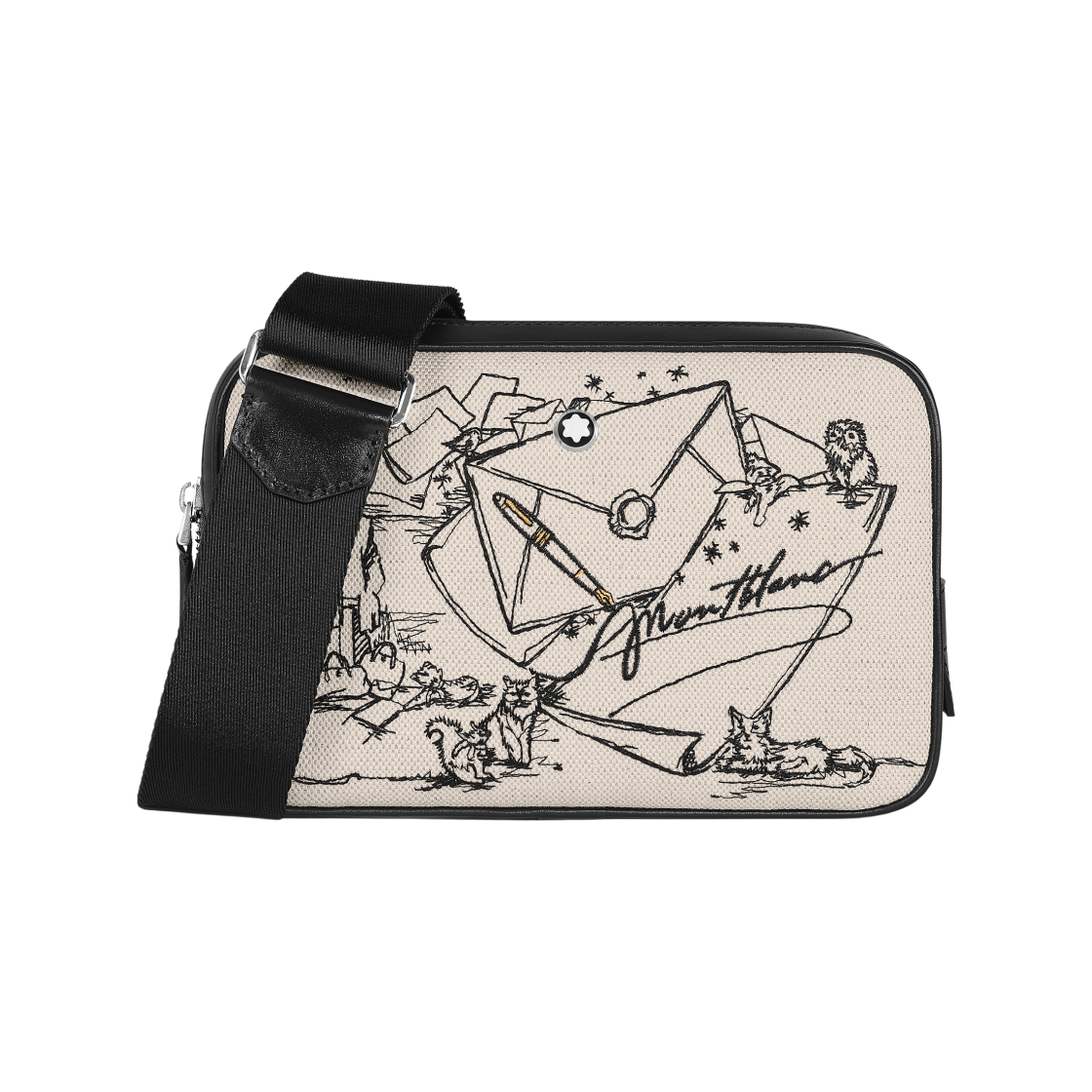 몽블랑 미니 크로스바디백 자수 캔버스 캔버스(Montblanc Mini Crossbody Bag In Embroidered Canvas Canvas) - 1