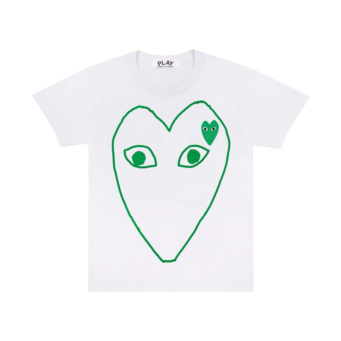 플레이 꼼데가르송 빅 그린 하트 티셔츠 화이트(Play Comme des Garcons Big Green Heart T-Shirt White) - 1