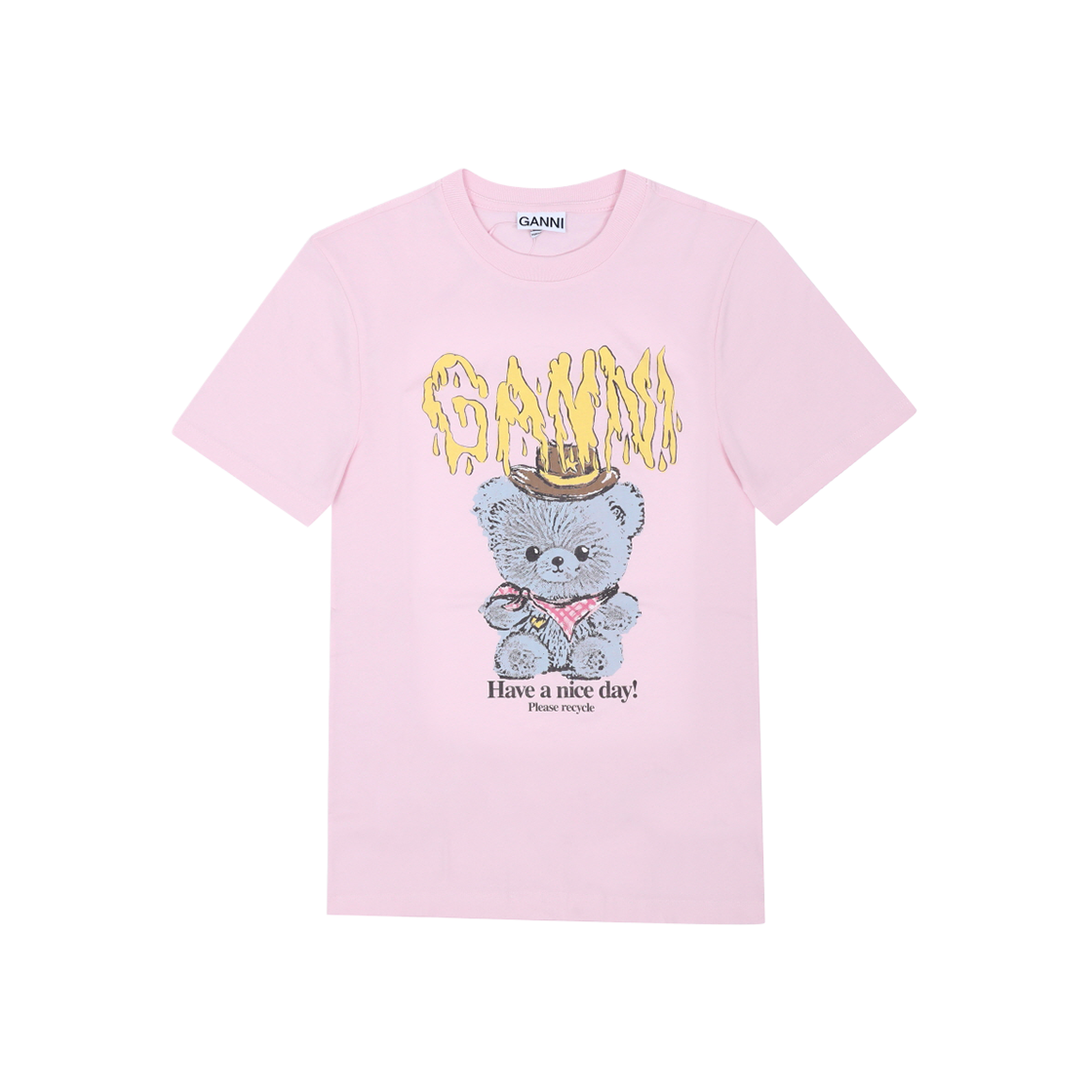 [20% 쿠폰] (W) 가니 베이직 코튼 저지 테디 릴렉스드 티셔츠 초크 핑크([20% 쿠폰] (W) Ganni Basic Cotton Jersey Teddy Relaxed T-Shirt Chalk Pink)