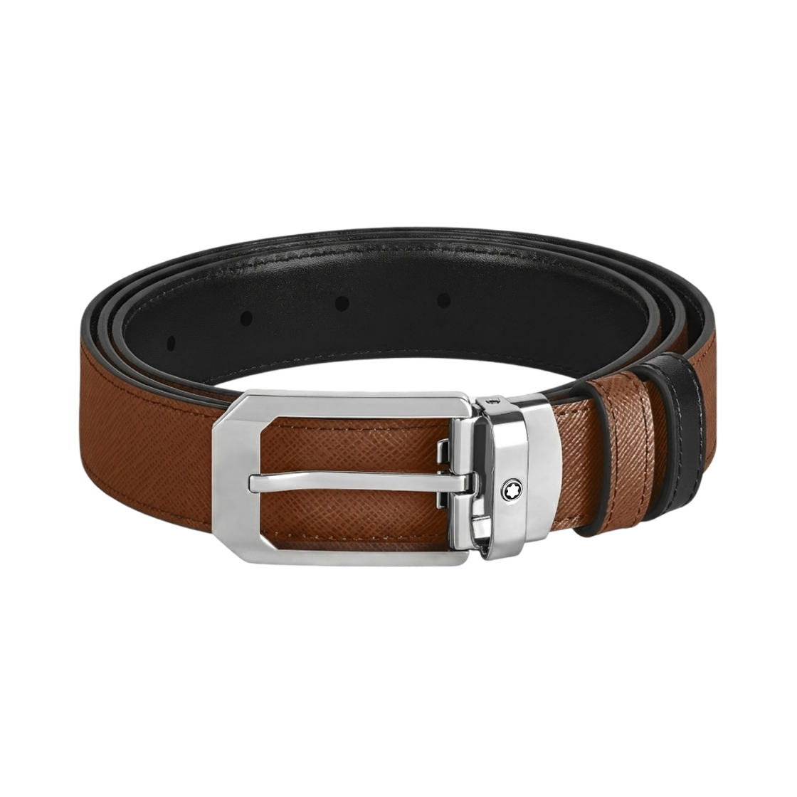 몽블랑 렉탱귤러 30mm 리버시블 벨트 사토리얼 레더 브라운(Montblanc Rectangular 30mm Reversible Belt In Sartorial Leather Brown)