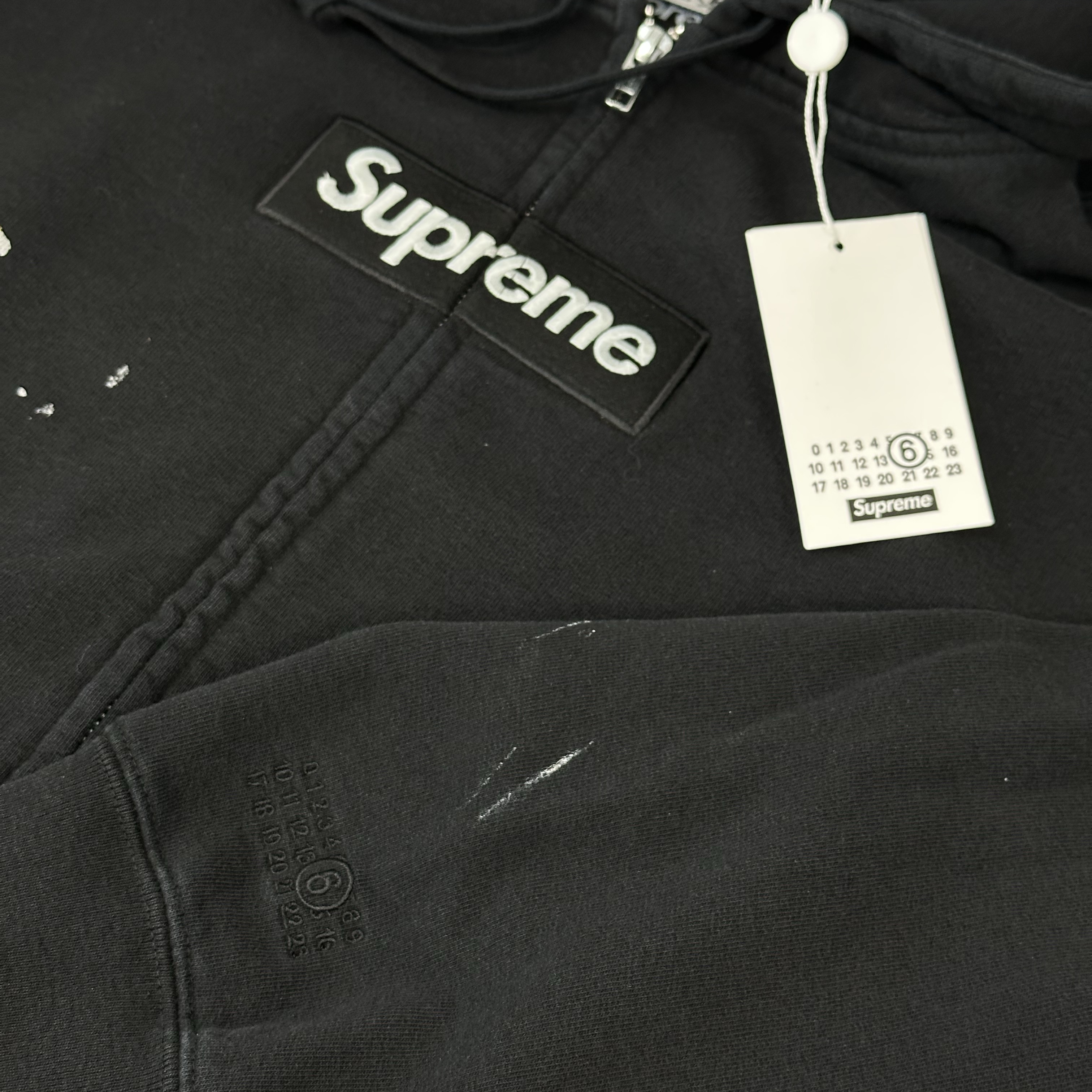 Supreme x MM6 Maison Margiela Box Logo Zip Up Hooded Sweatshirt Black - 26SS 착용 스타일 - 2