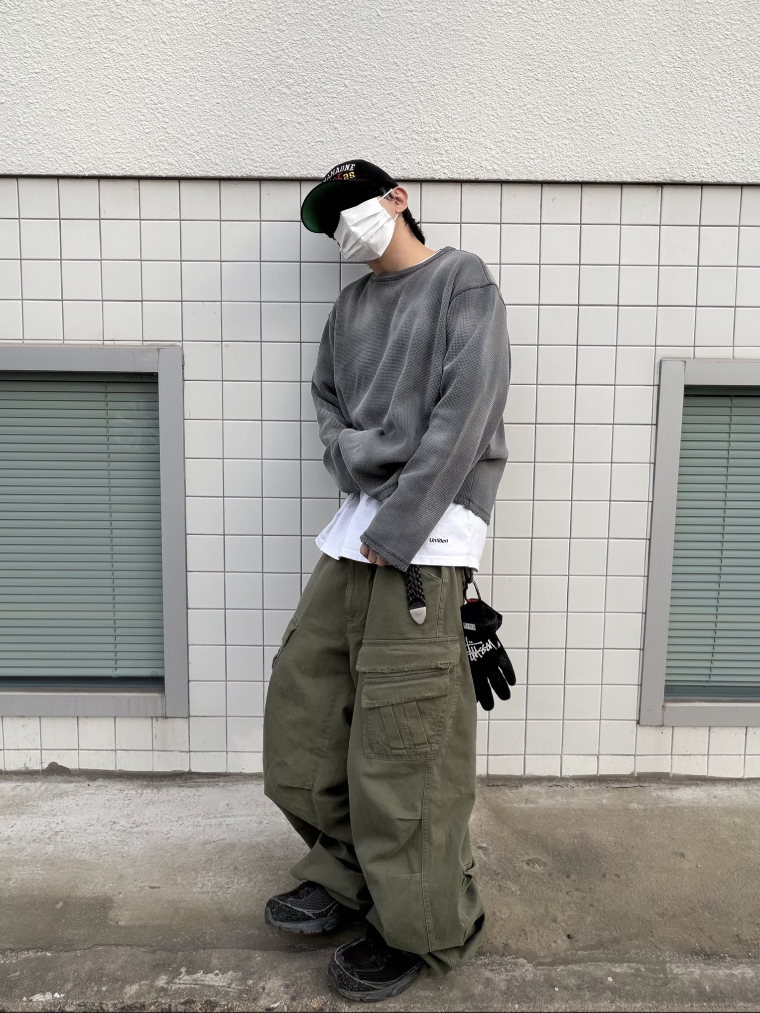 Nonnod Double Pocket Cargo Pants Vintage khaki, Nonnod Double Pocket Cargo Pants Vintage Khaki 착용 스타일