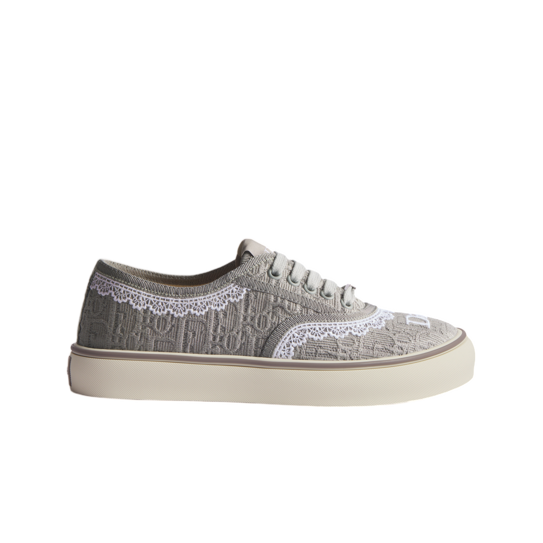 KCK519OCC-S57G (W) Dior Solwind Sneakers Dior Oblique Embroidered Cotton & Lace Grey White