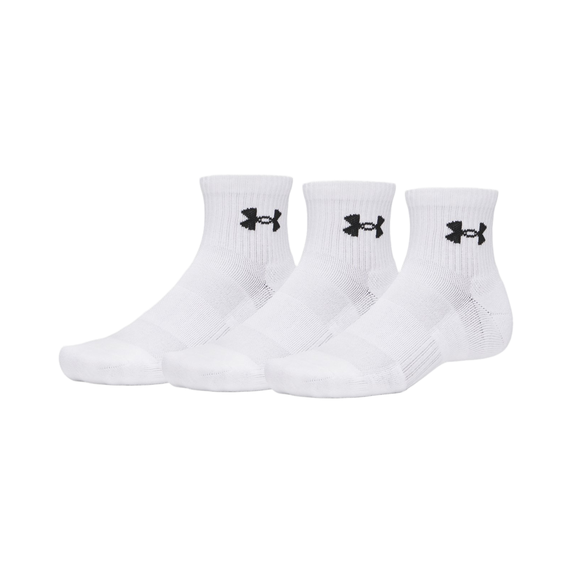 언더아머 퍼포먼스 코튼 쿼터 삭스 화이트 얼티메이트 블랙 (3개입)(Under Armour Performance Cotton Quarter Socks White Ultimate Black (3 Pack)) - 1