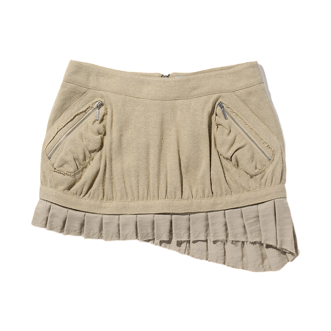 (W) 미스치프 유틸리티 플리츠 미니 스커트 베이지((W) Mischief Utility Pleated Mini Skirt Beige) - 1