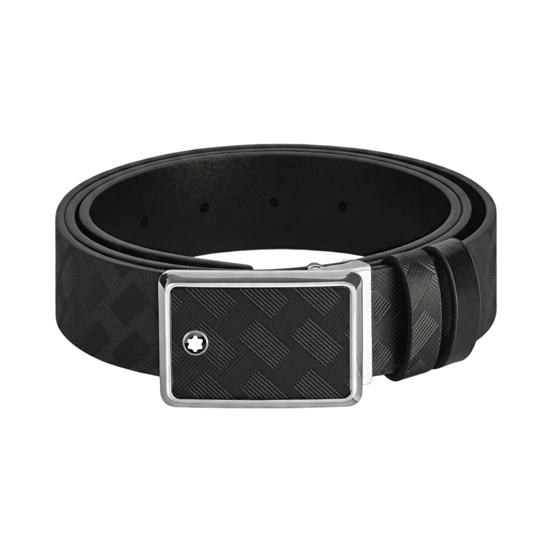 몽블랑 마르퀘트리 플레이트 버클 블랙 블랙 30mm 리버시블 레더 벨트 블랙(Montblanc Marquetry Plate Buckle Black Black 30mm Reversible Leather Belt Black) - 1