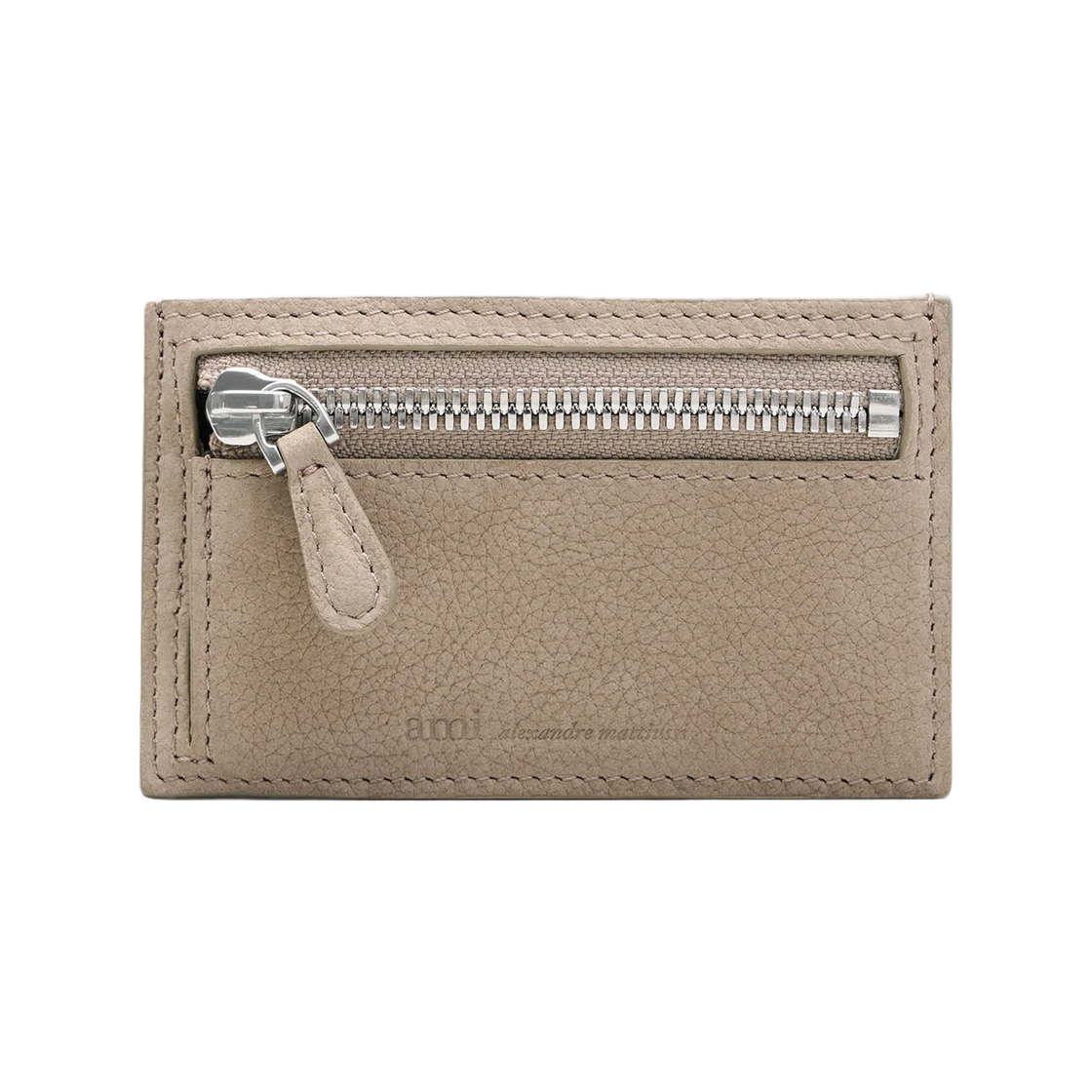 아미 그레이 카우 레더 카루젤 지퍼 카드 홀더 토프 그레이(AMI Grey Cow Leather Carrousel Zipped Card Holder Taupe Grey)