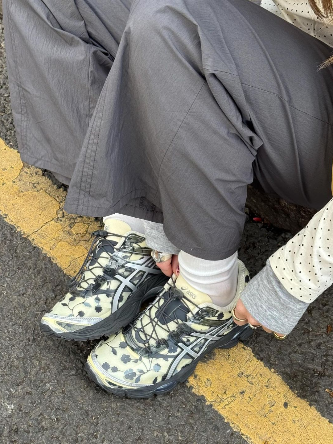 Asics UB6-S GT-2160 Mantle Green Grape, Asics Gel-NYC Cream 착용 스타일 - 5