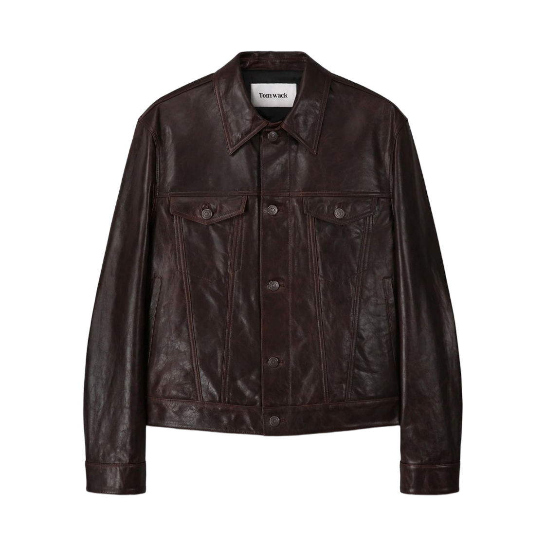 토니웩 에이지드 램 레더 트러커 자켓 브라운(Tonywack Aged Lamb Leather Trucker Jacket Brown)