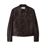 Tonywack Aged Lamb Leather Trucker Jacket Brown
