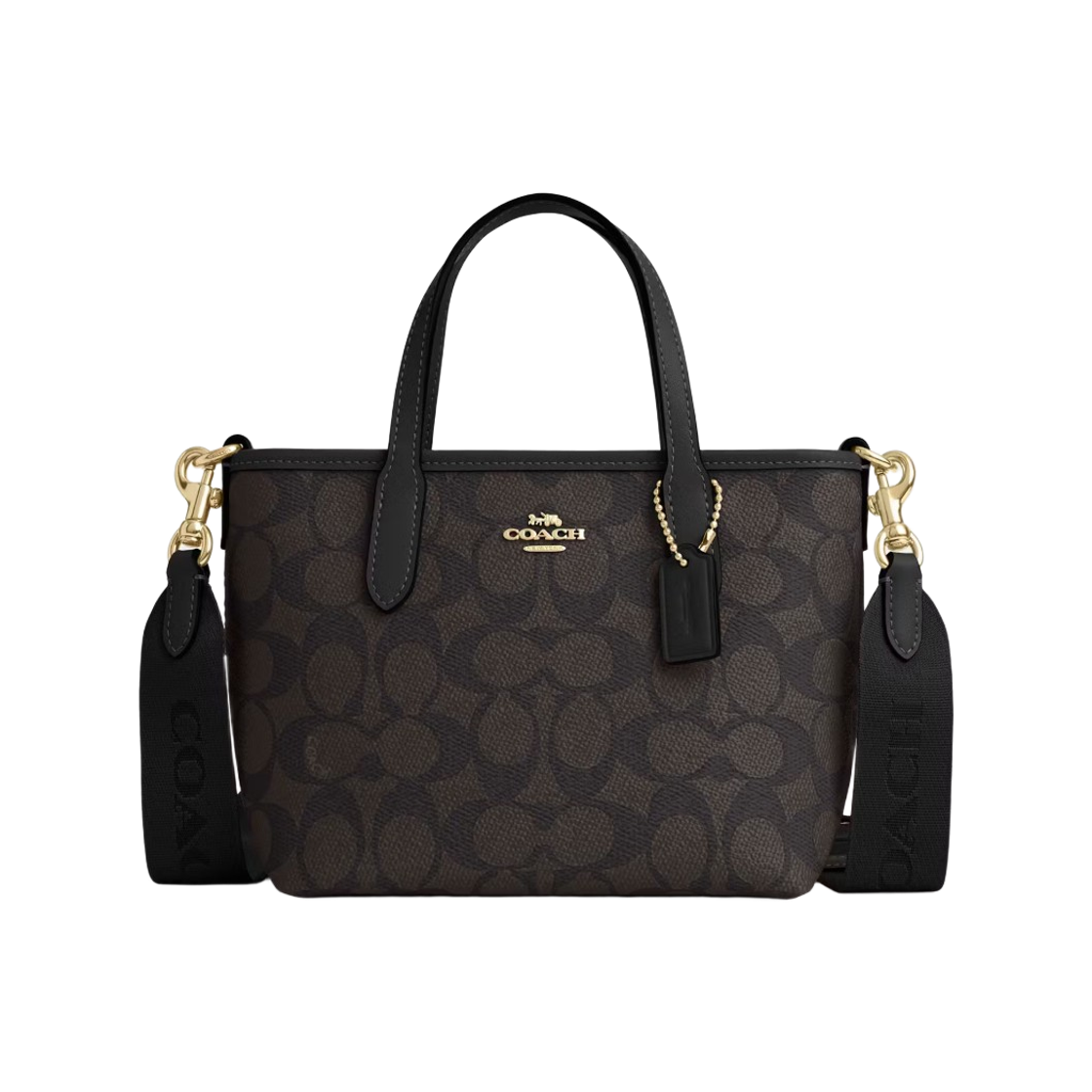 코치 시그니처 캔버스 시티 미니 토트백 이미테이션 골드 월넛(Coach City Mini Tote Bag in Signature Canvas Imitation Gold Walnut)