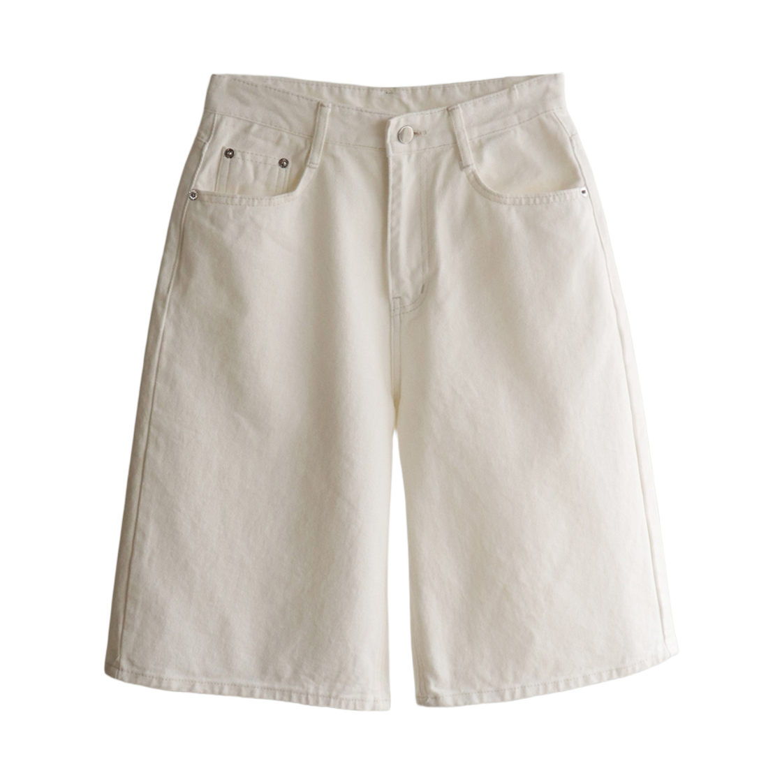 00090 Murmure Vesti Wide Bermuda Cotton Pants Ivory