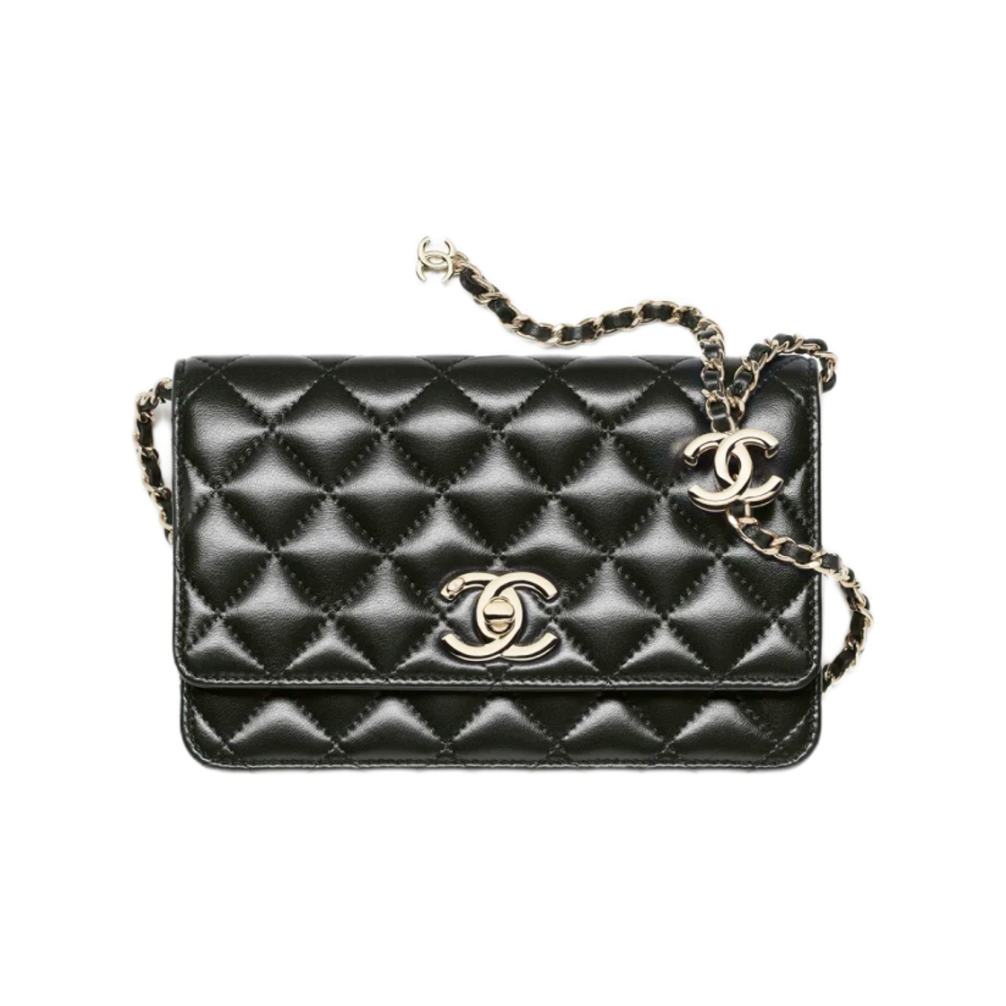 AP3938-B23826-94305 Chanel Wallet On Chain Shiny Lambskin & Gold Black