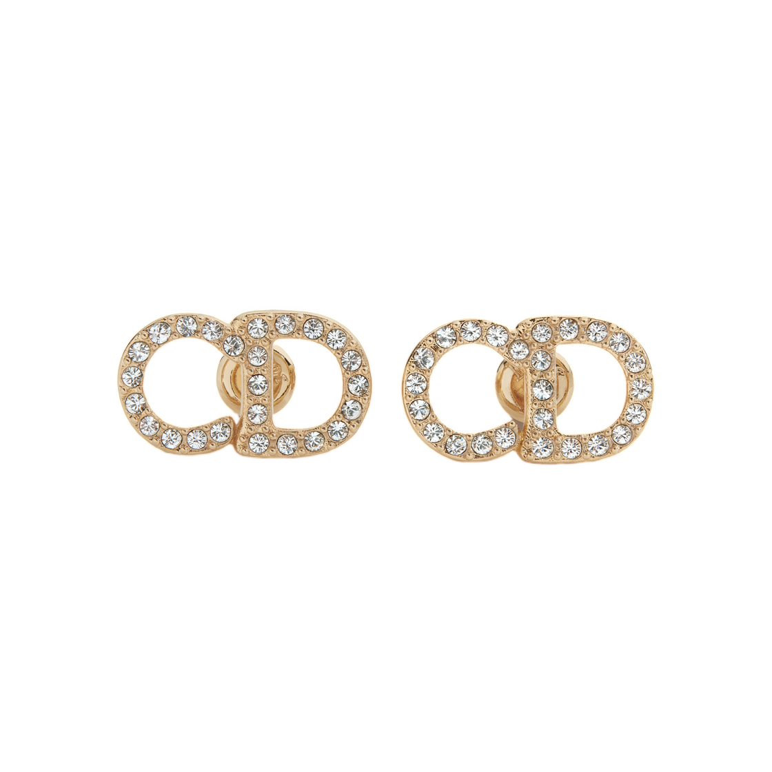 E4714WOMCY-D319 (W) Dior CD Signature Stud Earrings Metal & Crystal Gold