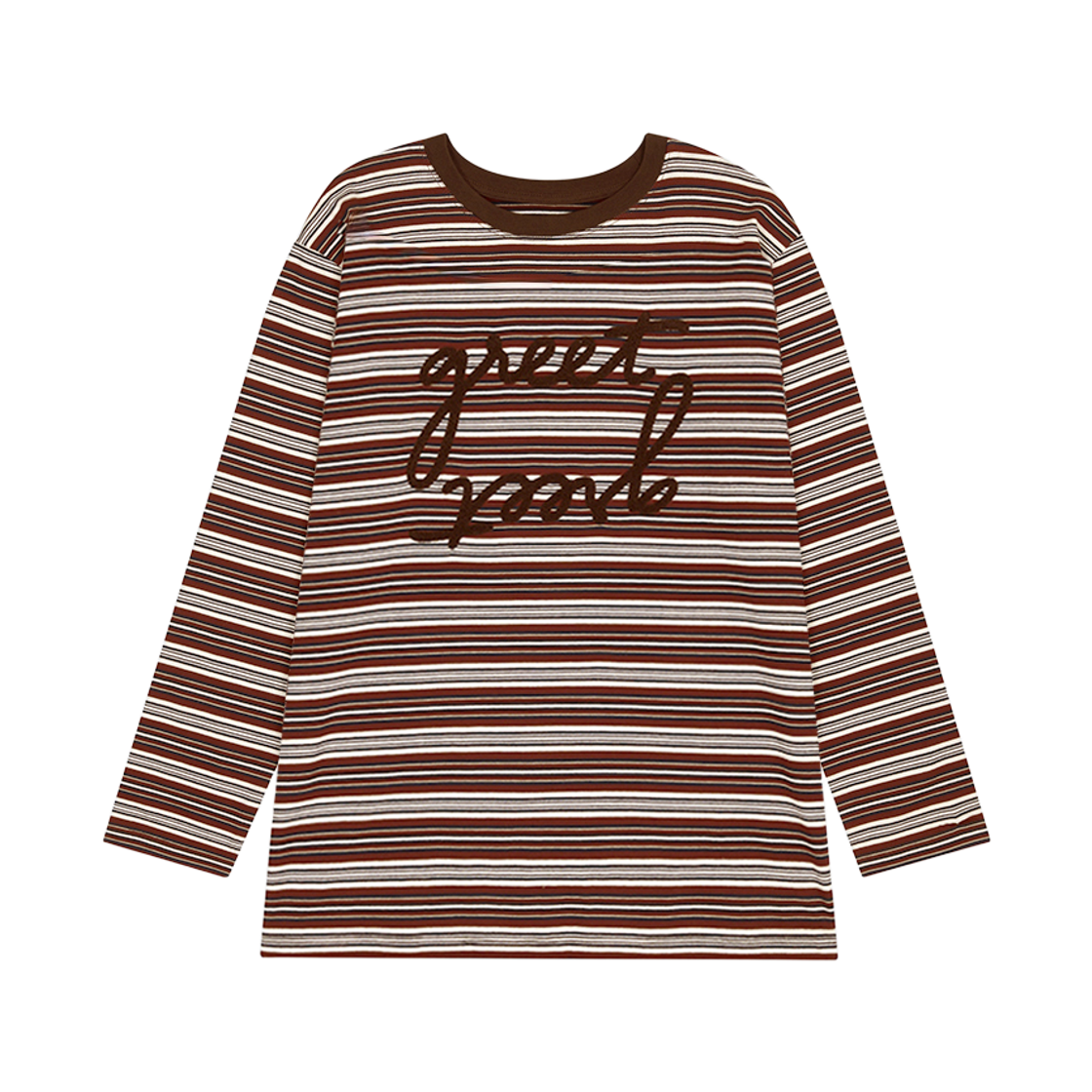 00036 Murmure Greet Bouclé Stripe Oversized T-shirt Brown