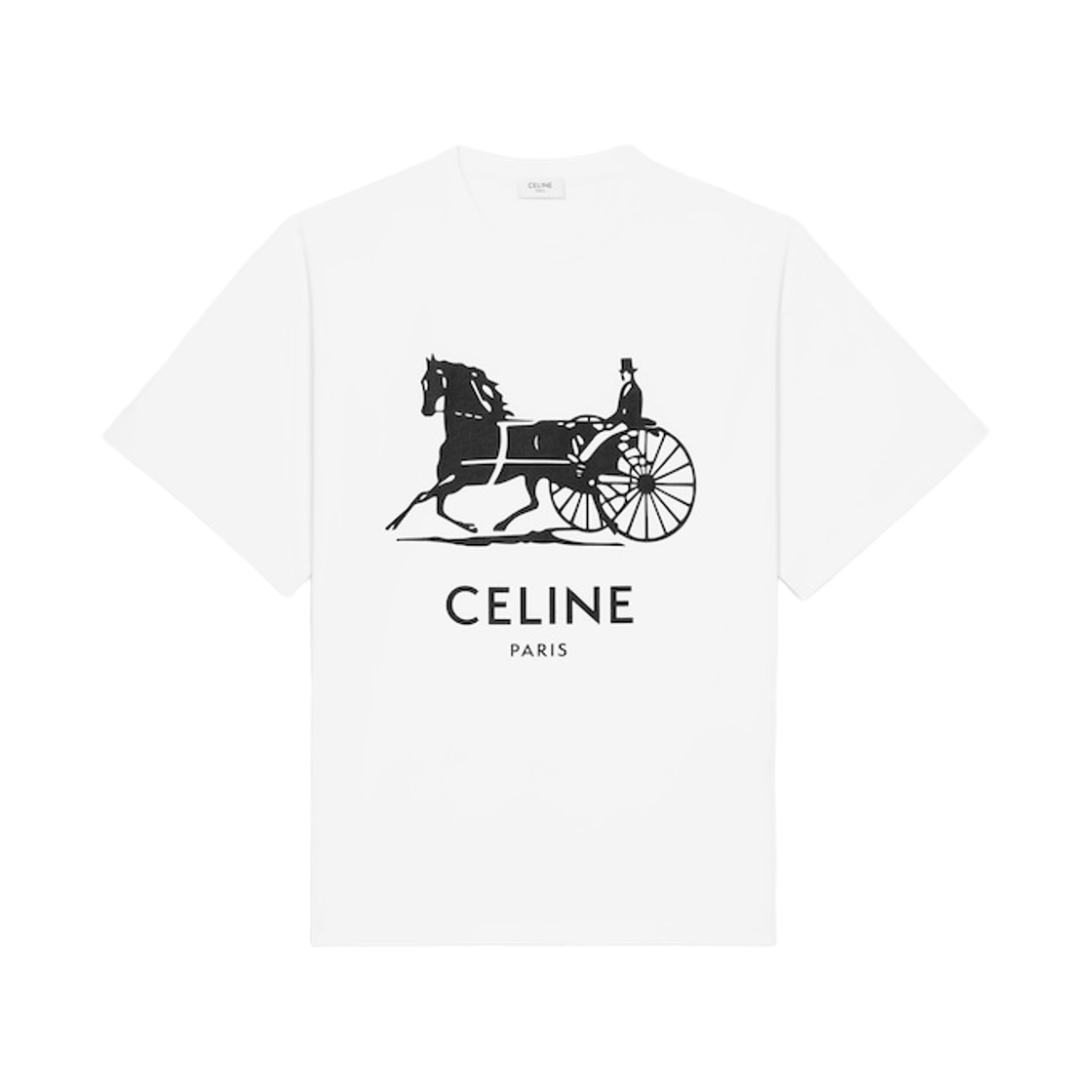 셀린느 코튼 저지 티셔츠 옵틱 화이트 블랙(Celine Cotton Jersey T-Shirt Optic White Black)
