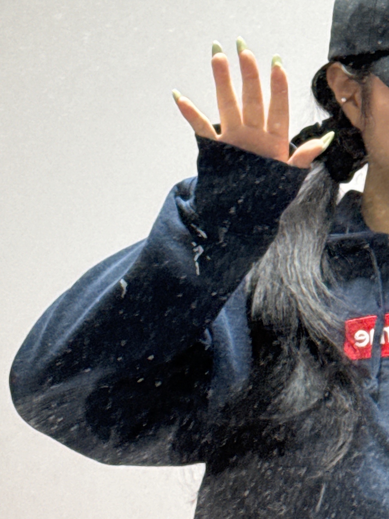 Supreme x MM6 Maison Margiela Box Logo Zip Up Hooded Sweatshirt Navy - 26SS 착용 스타일 - 3