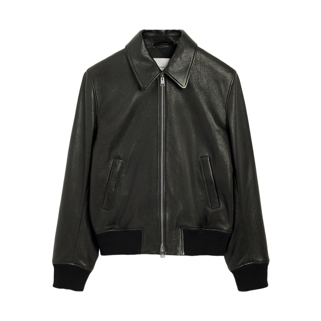 아미 블랙 램 레더 지퍼 자켓 블랙(AMI Black Lamb Leather Zipped Jacket Black)
