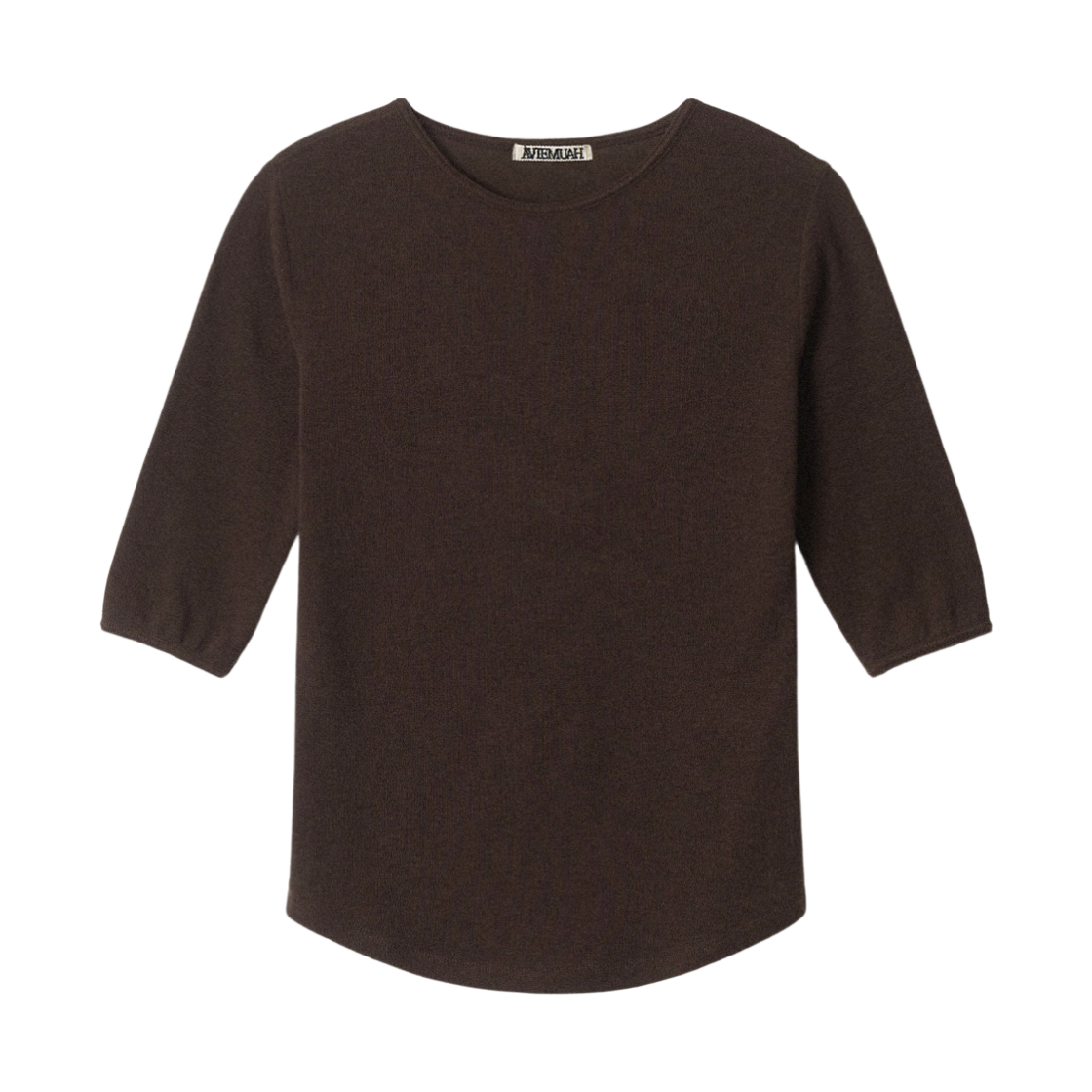 (W) 아비에무아 에센셜 슬림핏 하프 슬리브 티셔츠 브라운((W) Aviemuah Essentials Slimfit Half Sleeve T-Shirt Brown)