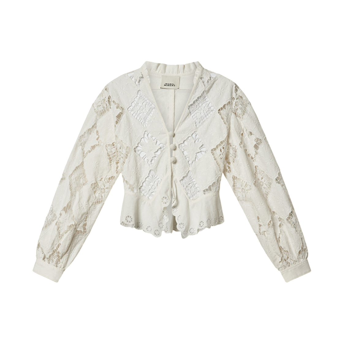 (W) 이자벨 마랑 니나 자수 리넨 블라우스 화이트 - 26SS((W) Isabel Marant Nina Embroidered Linen Blouse White - 26SS) - 1