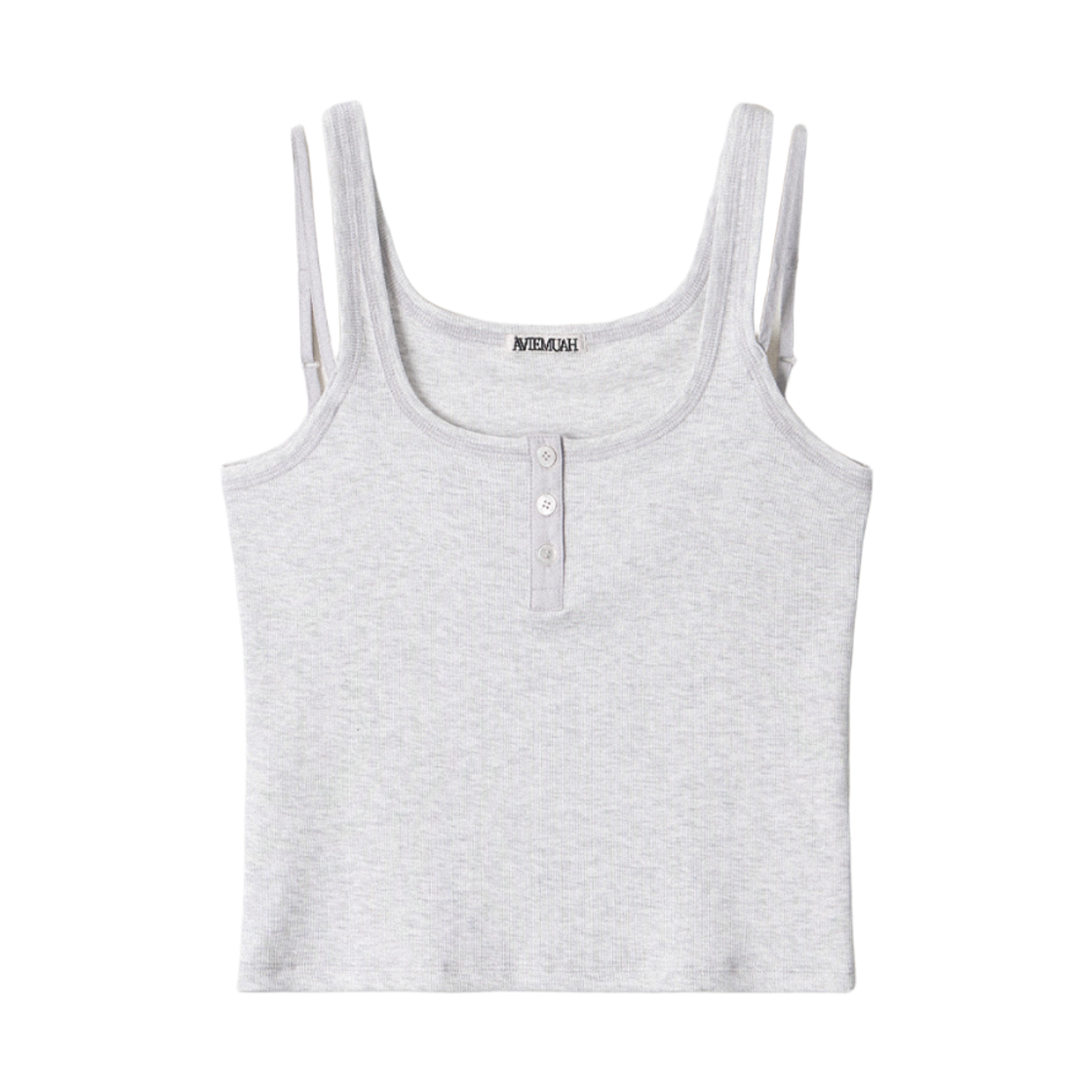 (W) 아비에무아 에센셜 버튼 레이어드 슬리브리스 탑 멜란지 그레이((W) Aviemuah Essentials Burton Layered Sleeveless Top Melange Grey)