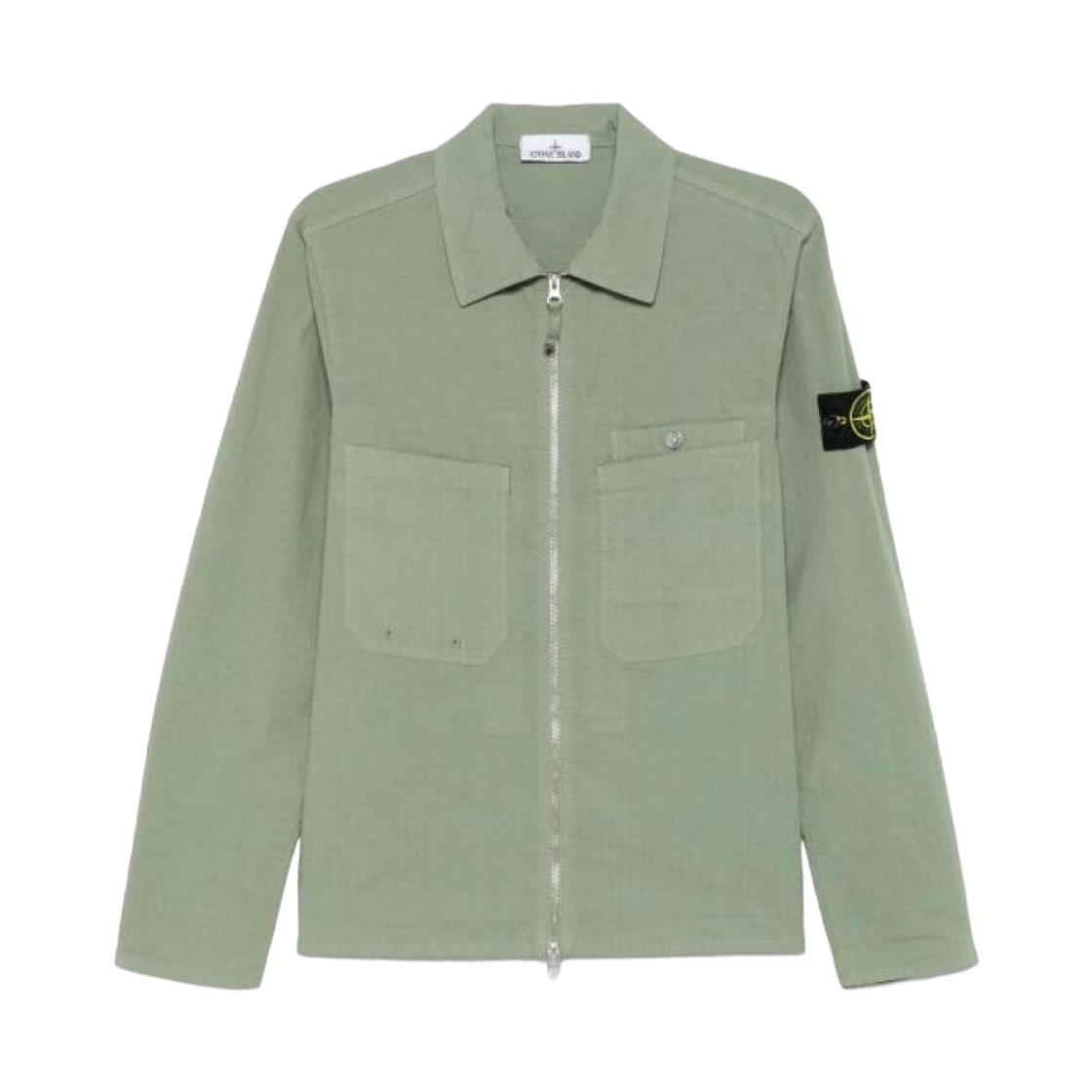 K1S1512000-12S0063-V0059 Stone Island 1200012 Mil Spec Stretch Ripstop TC Overshirt with Chest Pockets and Two Way Zip Musk Green - 25SS