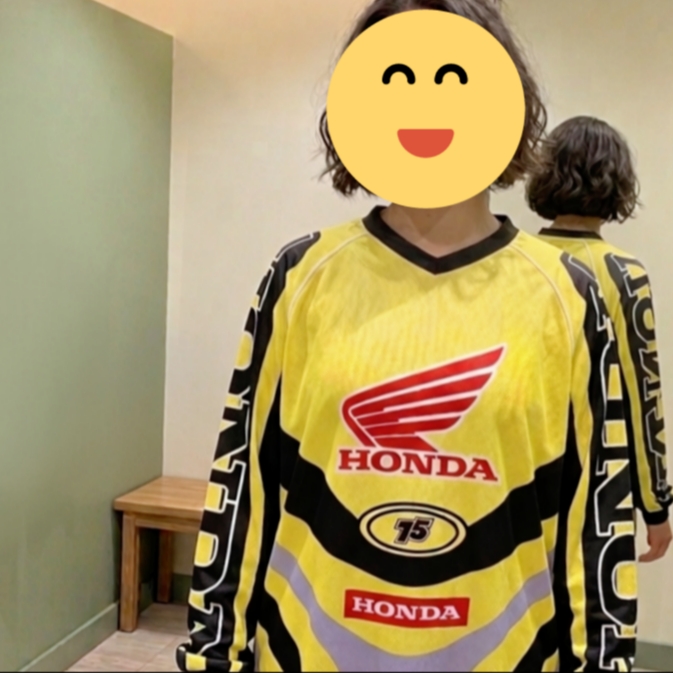 Honda Motorcycle Racing Jersey Long Sleeve Yellow 착용 스타일 - 1
