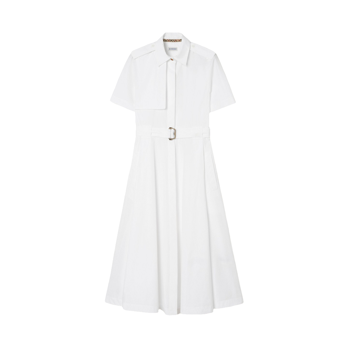 8123249 Burberry Cotton Poplin Shirt Dress Optic White