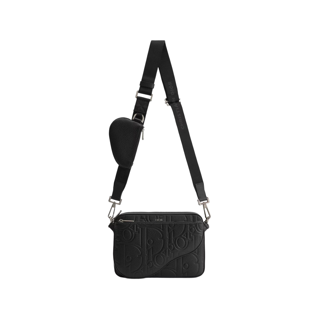 1ADPO276LLG-H00N Dior Gravity Leather Grain Calf Leather Saddle Tripple Pouch Black