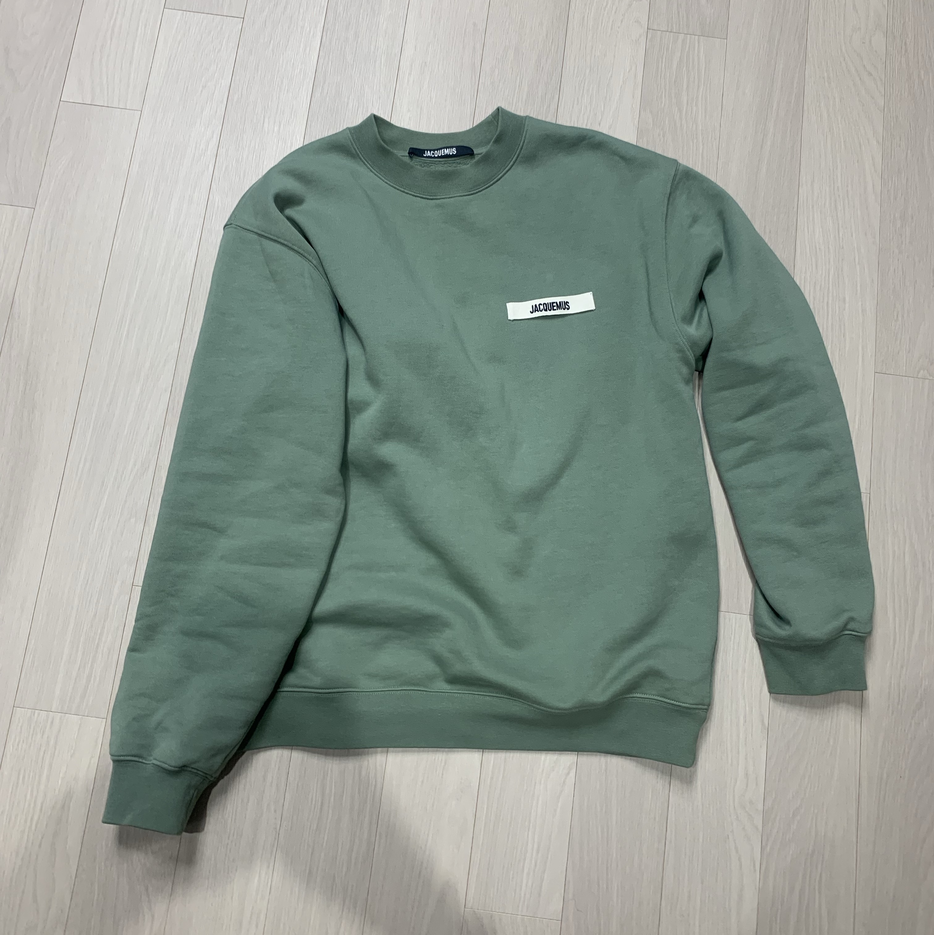 Jacquemus Grosgrain Logo Sweatshirt Light Green 착용 스타일