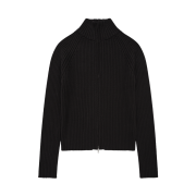 PHOS333 M Stand Neck Knit Zip-Up Black