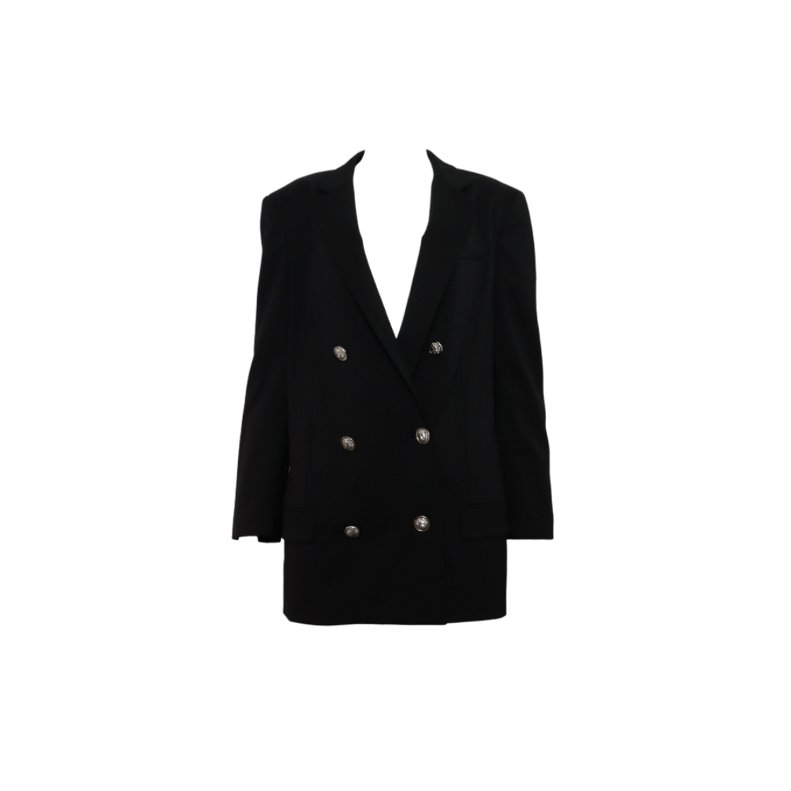 베르사체 베르수스 블랙 혼방 실버 버튼 블레이저 여성 더블자켓aa61714(Versace VERSUS Black Blended Double-Breasted Blazer with Silver Buttons for Women) - 1
