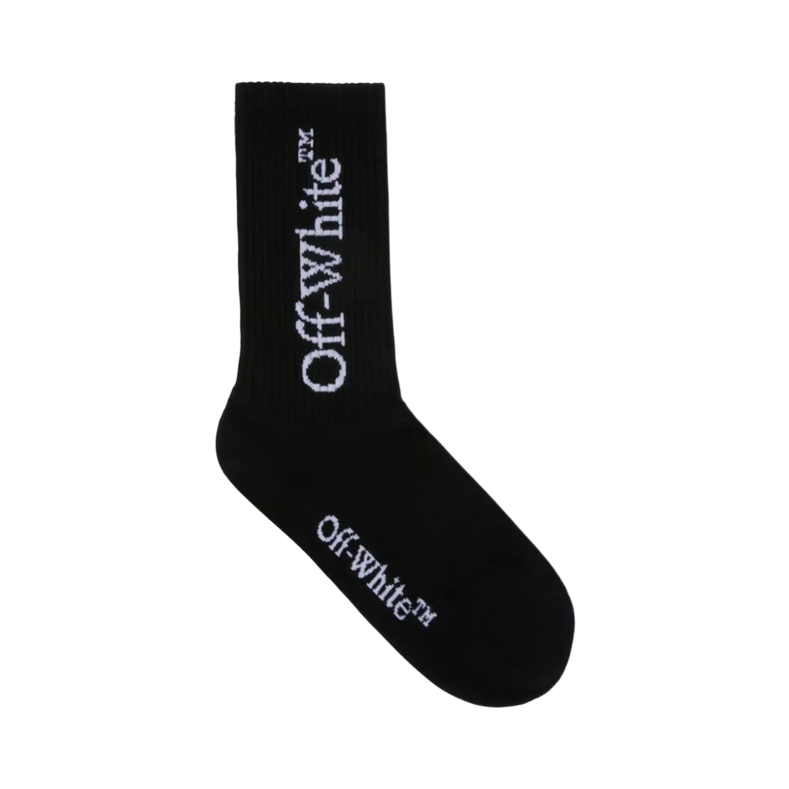 (W) 오프화이트 미드 부키쉬 카프 삭스 블랙 화이트((W) Off-White Mid Bookish Calf Socks Black White)