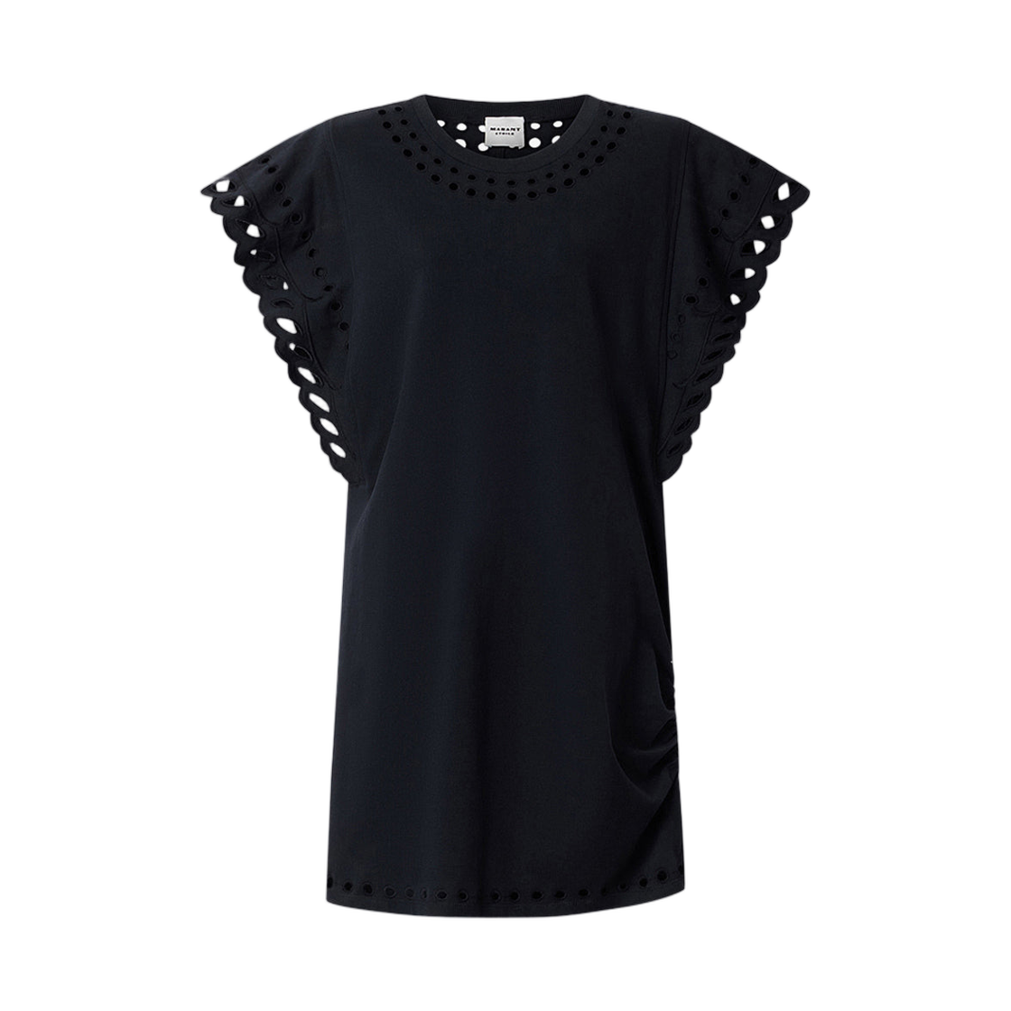 RO1016FA-D1N08E-02FK (W) Isabel Marant Orlane Short Cotton and Broderie Anglaise Dress Black - 26SS