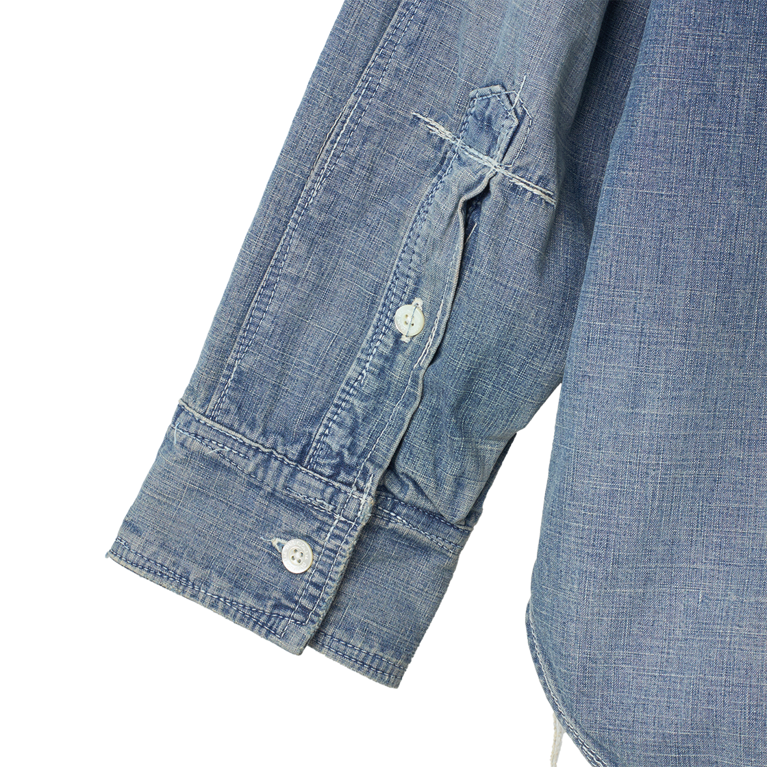 다이리쿠 벤자민 버튼 8온스 데님 워크 셔츠 인디고 - 26SS(Dairiku Benjamin Button 8-Oz Denim Work Shirt Indigo - 26SS) - 6