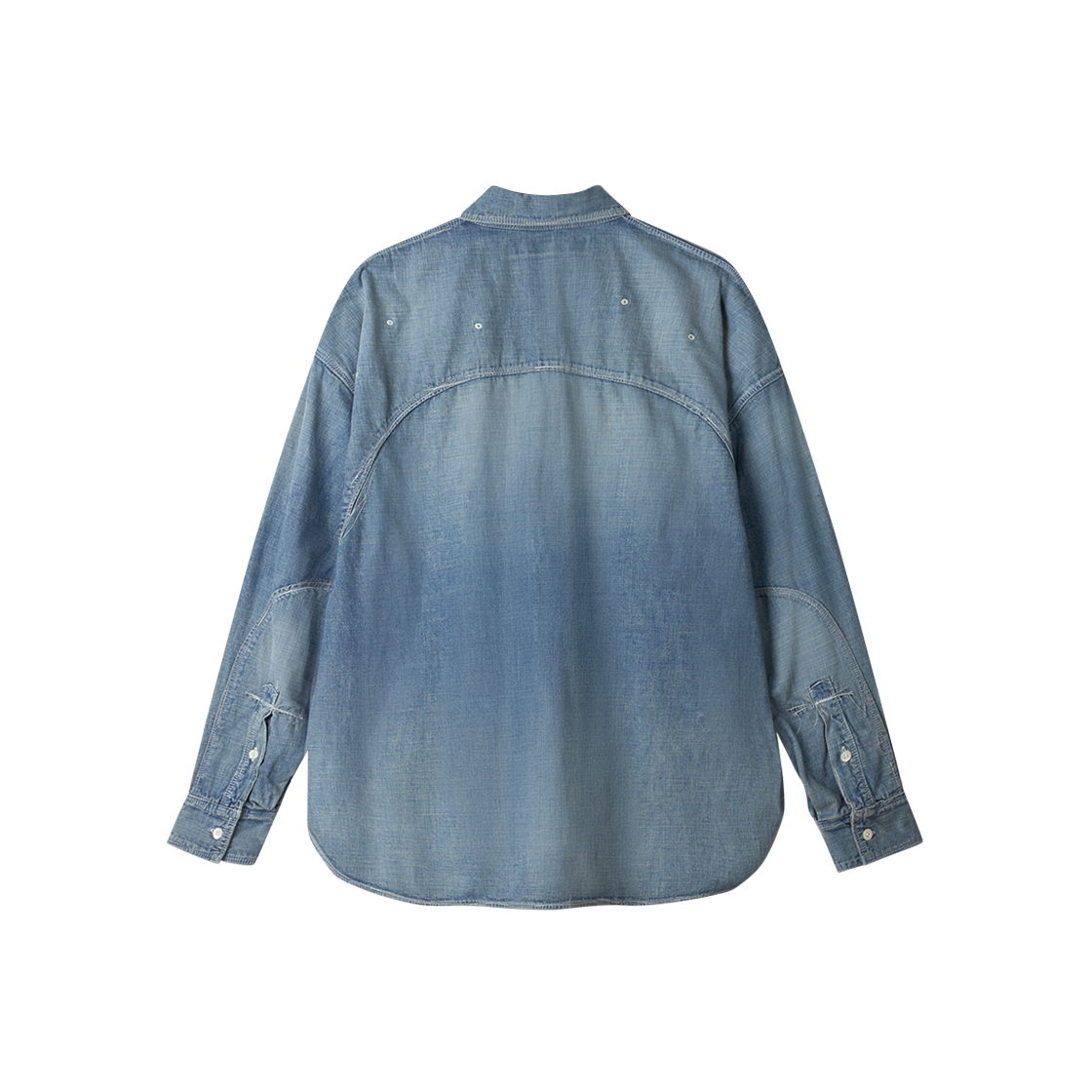 다이리쿠 벤자민 버튼 8온스 데님 워크 셔츠 인디고 - 26SS(Dairiku Benjamin Button 8-Oz Denim Work Shirt Indigo - 26SS) - 2